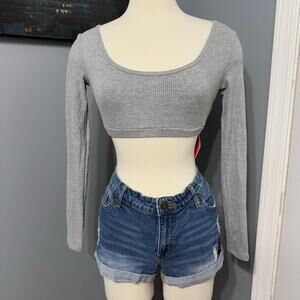 Edikted Sydney Ribbed Open Back Crop Top, Grey, XS